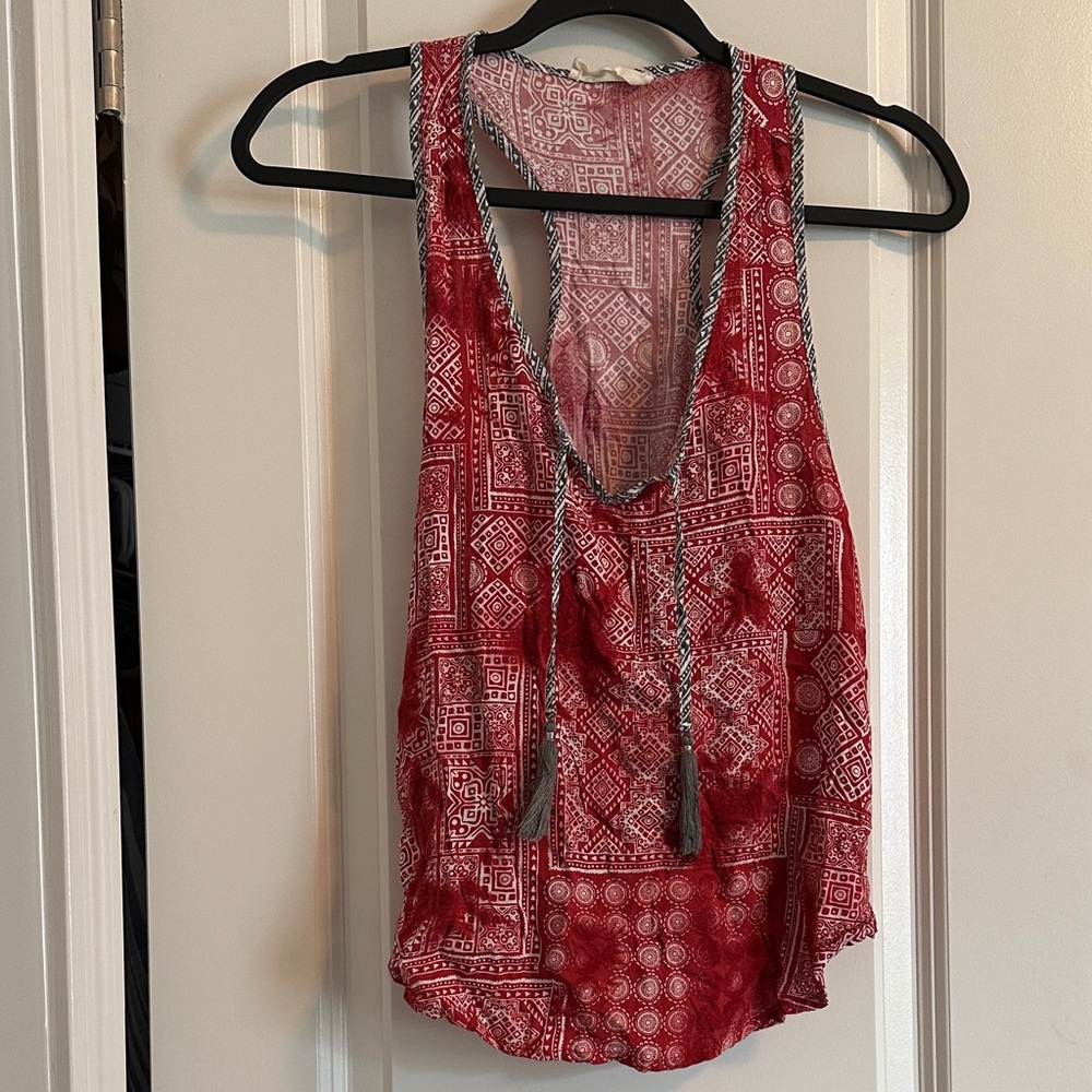 Ocean Drive Red Geometric Tank Top